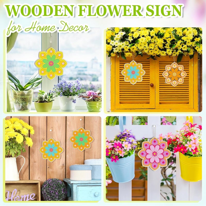 Sophena Large Size 7 inch Wooden Spring Ornaments to Paint, Wooden Flower Cutouts DIY Blank Unfinished Round Wood Discs Ornament for Crafts Hanging Decorations(10PCS) - Image 5